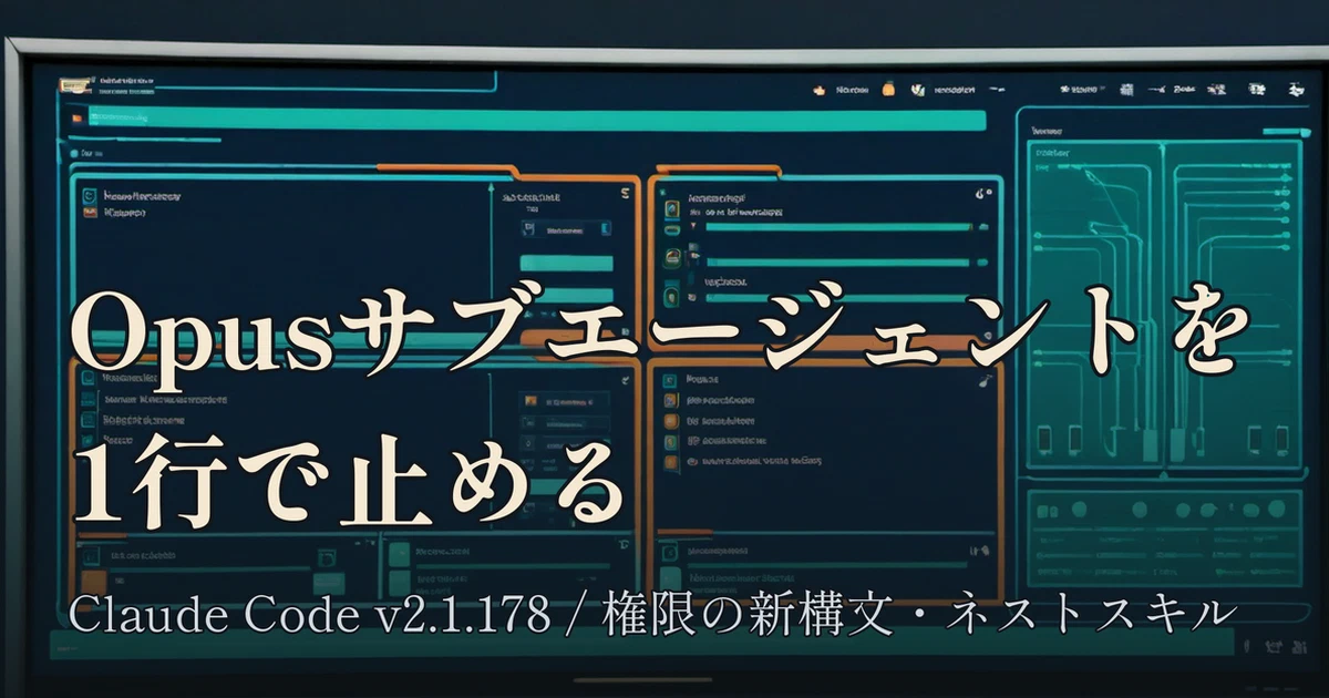 Featured image of post Claude Code v2.1.178、サブエージェントをモデル名で止められるようになった ── 権限ルールの新構文とネスト.claudeスキル