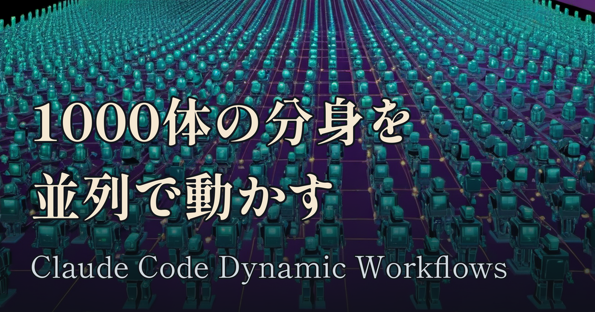 Featured image of post Claude Code の Dynamic Workflows ── Claude が自分で台本を書いて1000体の分身を動かす