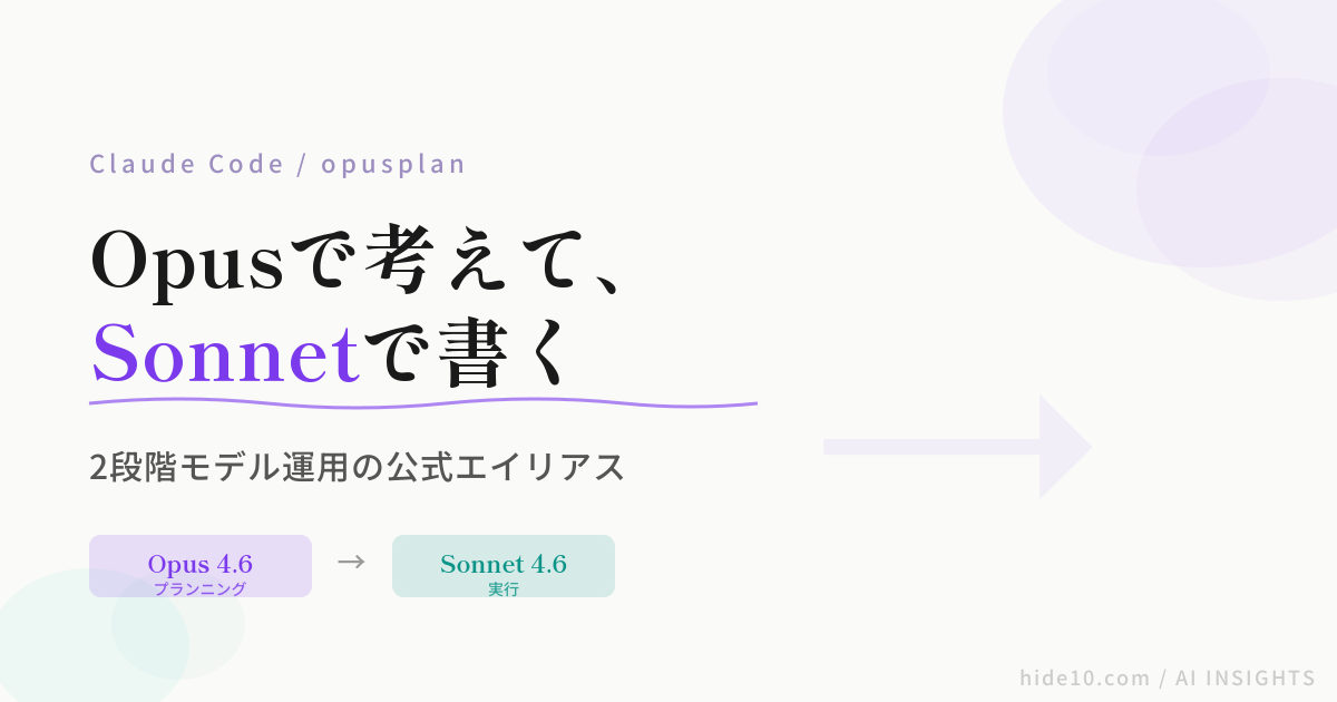 Featured image of post Claude Codeの「opusplan」── Opusで考えて、Sonnetで書く、2段階モデル運用