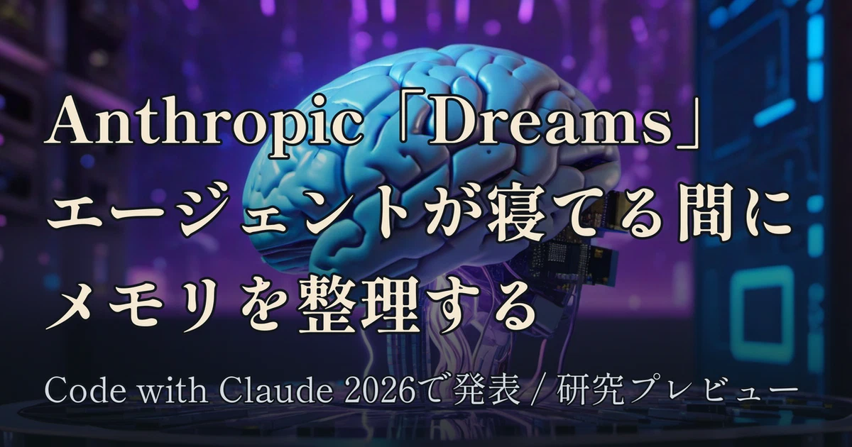 Featured image of post Anthropic「Dreams」発表。Claudeエージェントが寝ている間にメモリを整理する仕組み