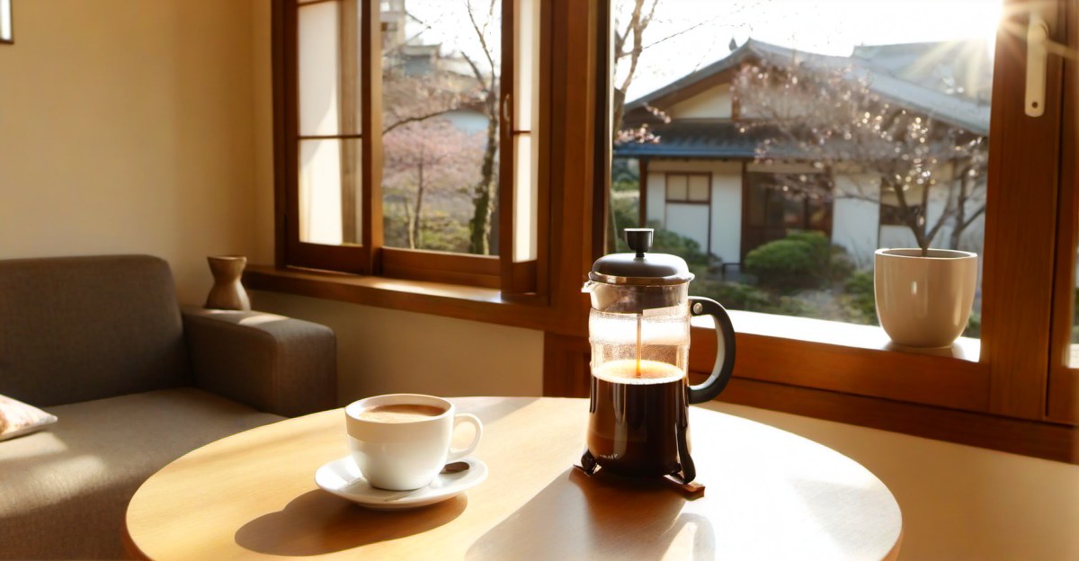 朝のコーヒーと窓の光