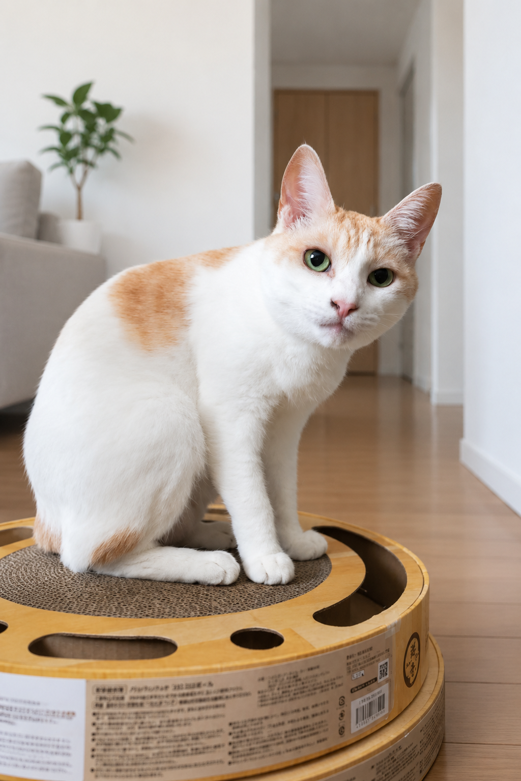 爪研ぎの上で凛とした表情を見せるチャコちゃん