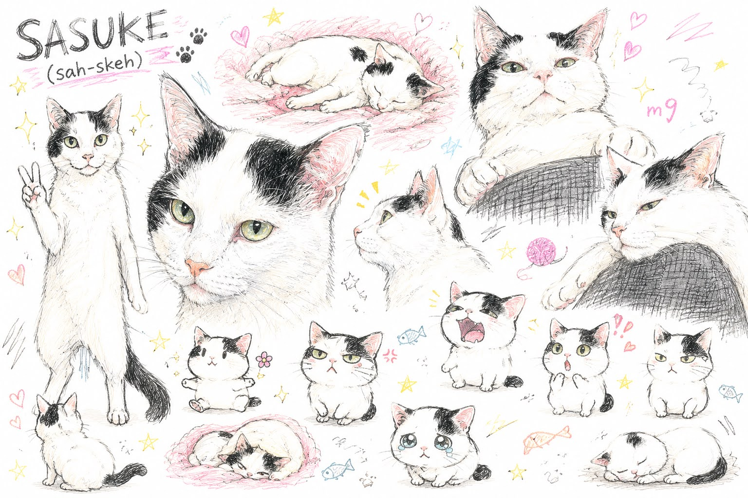 ChatGPTが描いたサスケのキャラクターシート風イラスト