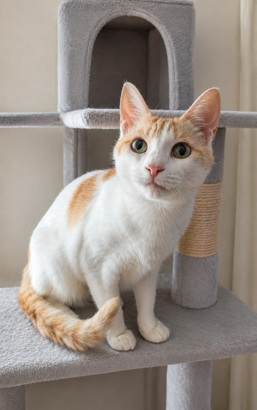 キャットタワーから見上げるチャコ