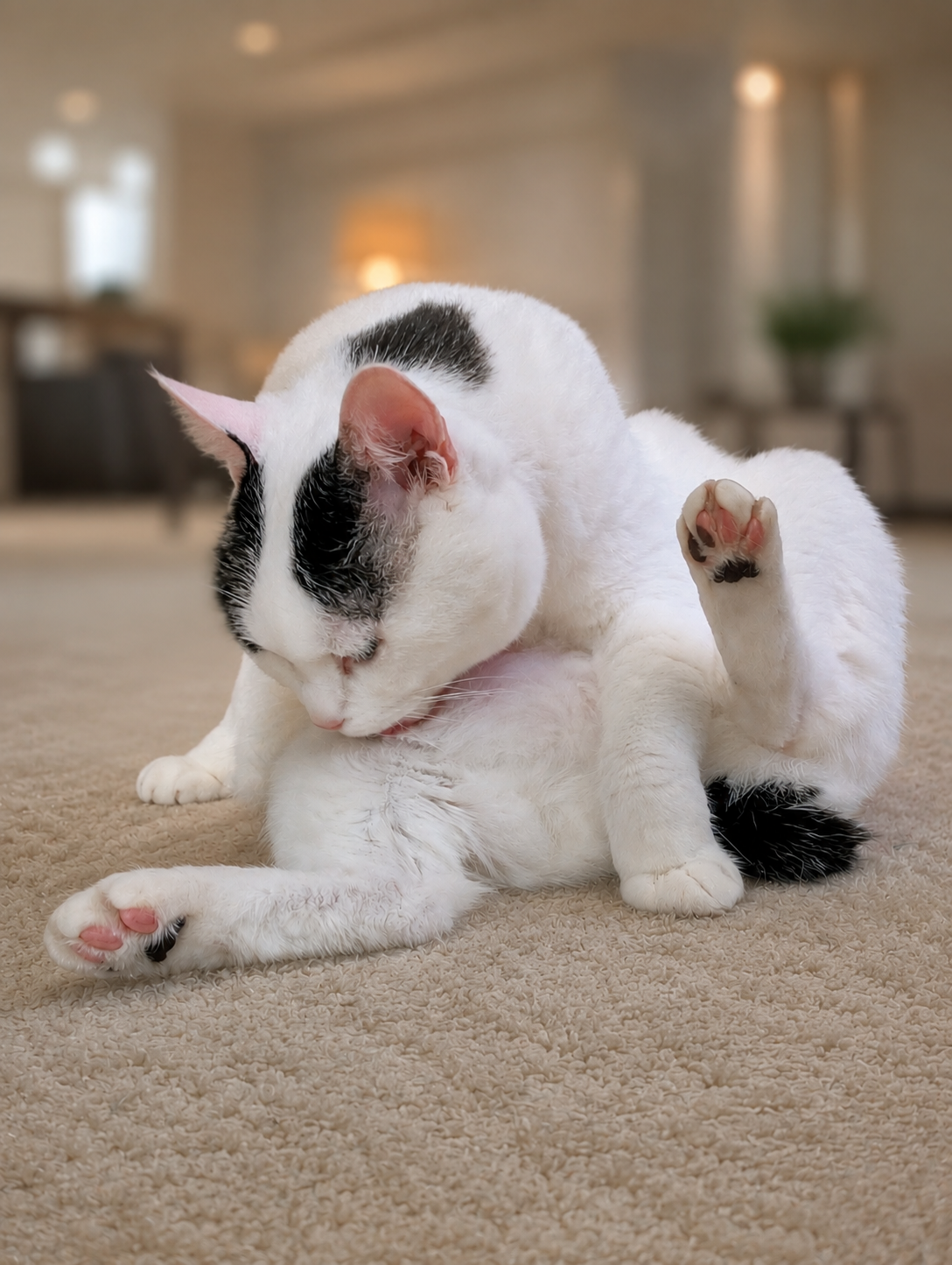 毛づくろいに夢中なサスケくん