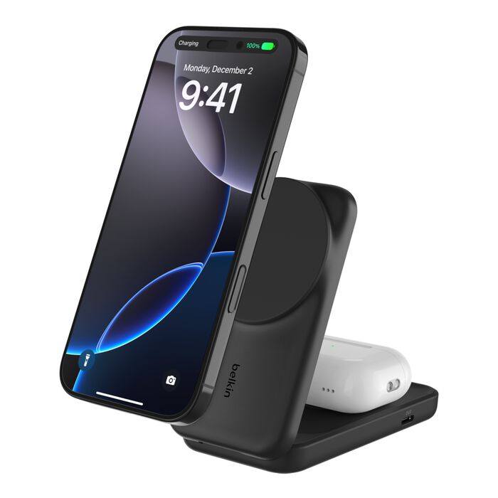 Belkin UltraCharge 2-in-1 磁気ワイヤレス充電器 Qi2 25W（WIZ038）