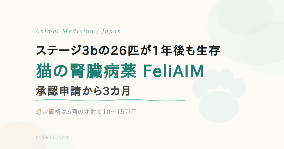Featured image of post 猫の腎臓病薬「FeliAIM」、承認申請から3カ月\u3000ステージ3b26匹が1年後も生存