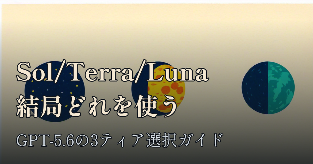 Featured image of post GPT-5.6のSol/Terra/Luna、結局どれを使えばいいのか