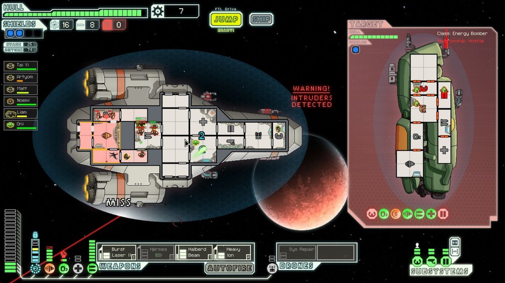 FTL: Faster Than Lightの戦闘画面