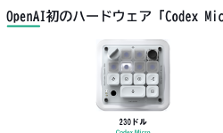 Featured image of post OpenAI初のハードウェア「Codex Micro」、230ドルのCodex専用キーパッド