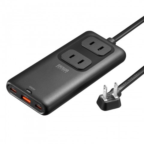 サンワサプライ TAP-SLIM7U-15BK（100W USBポート付き電源タップ）